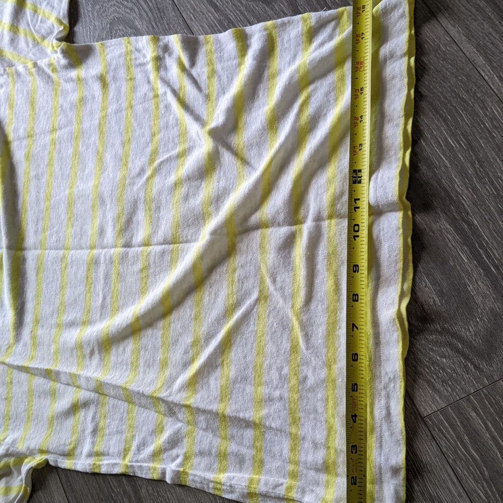 Land's End 1963 Canvas Women's Tee T-shirt Long Sleeve 100% Linen Yellow Striped - Picture 3 of 9